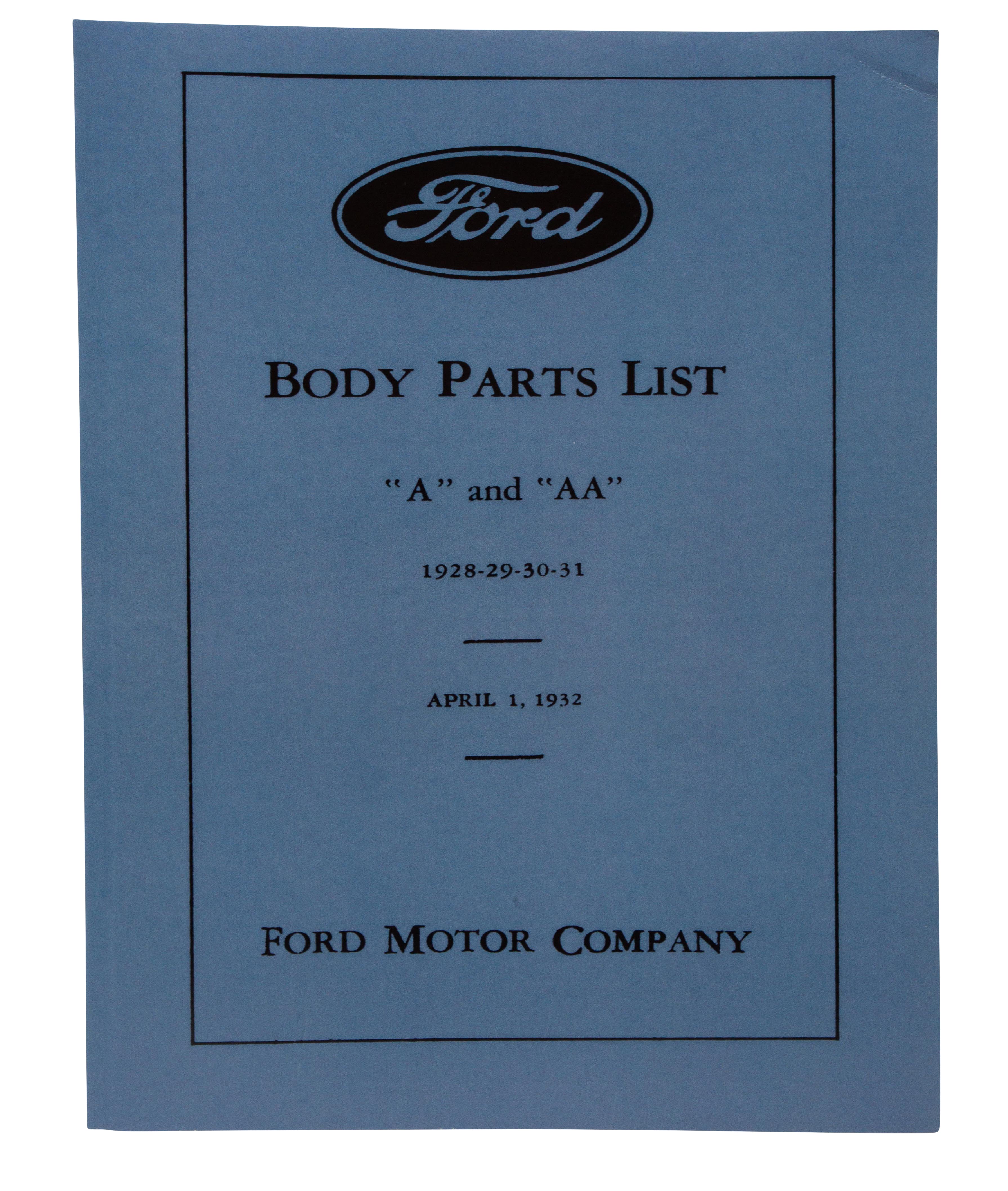 Ford Model A Body Parts Manual