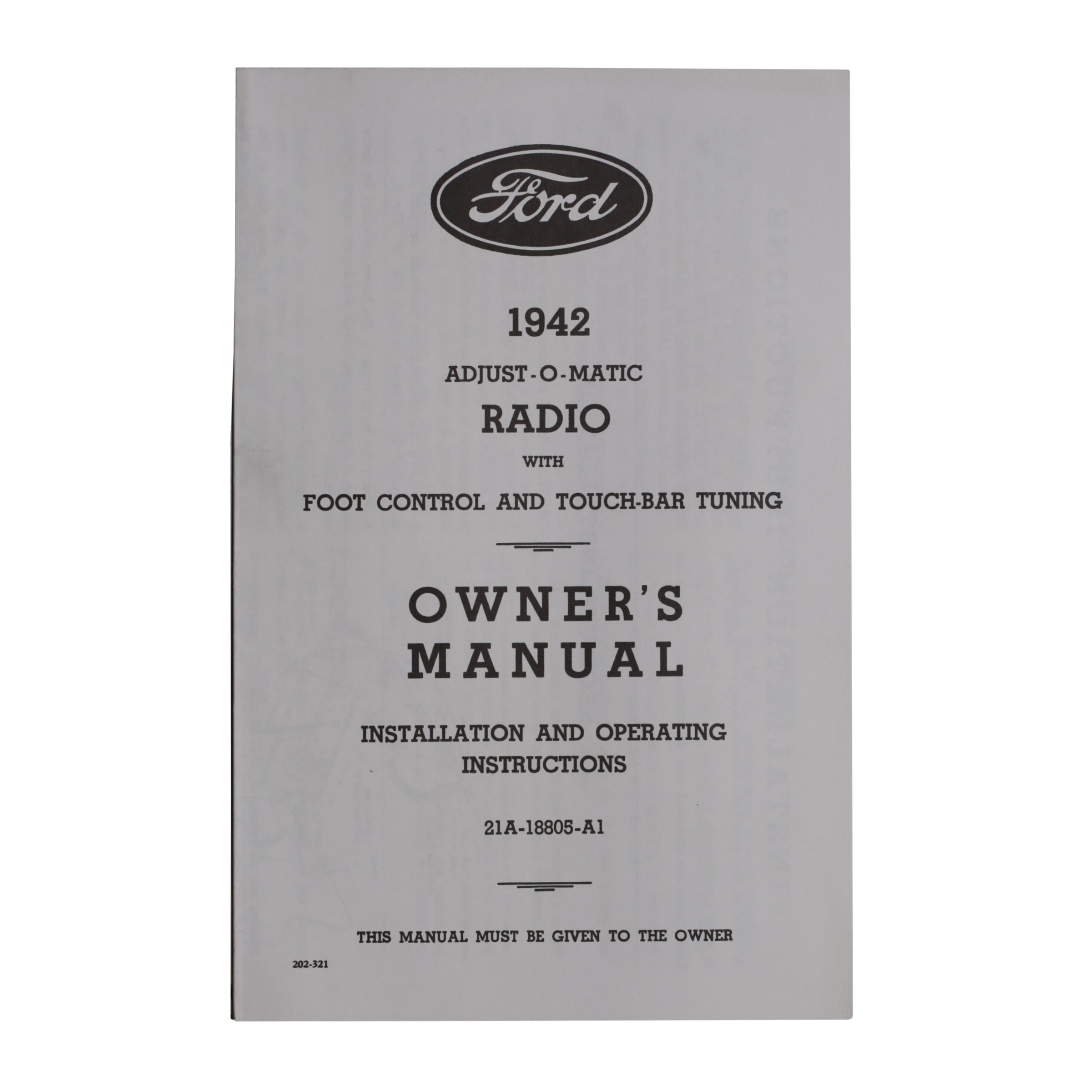 Radio Owners Manual  • 1942 Ford