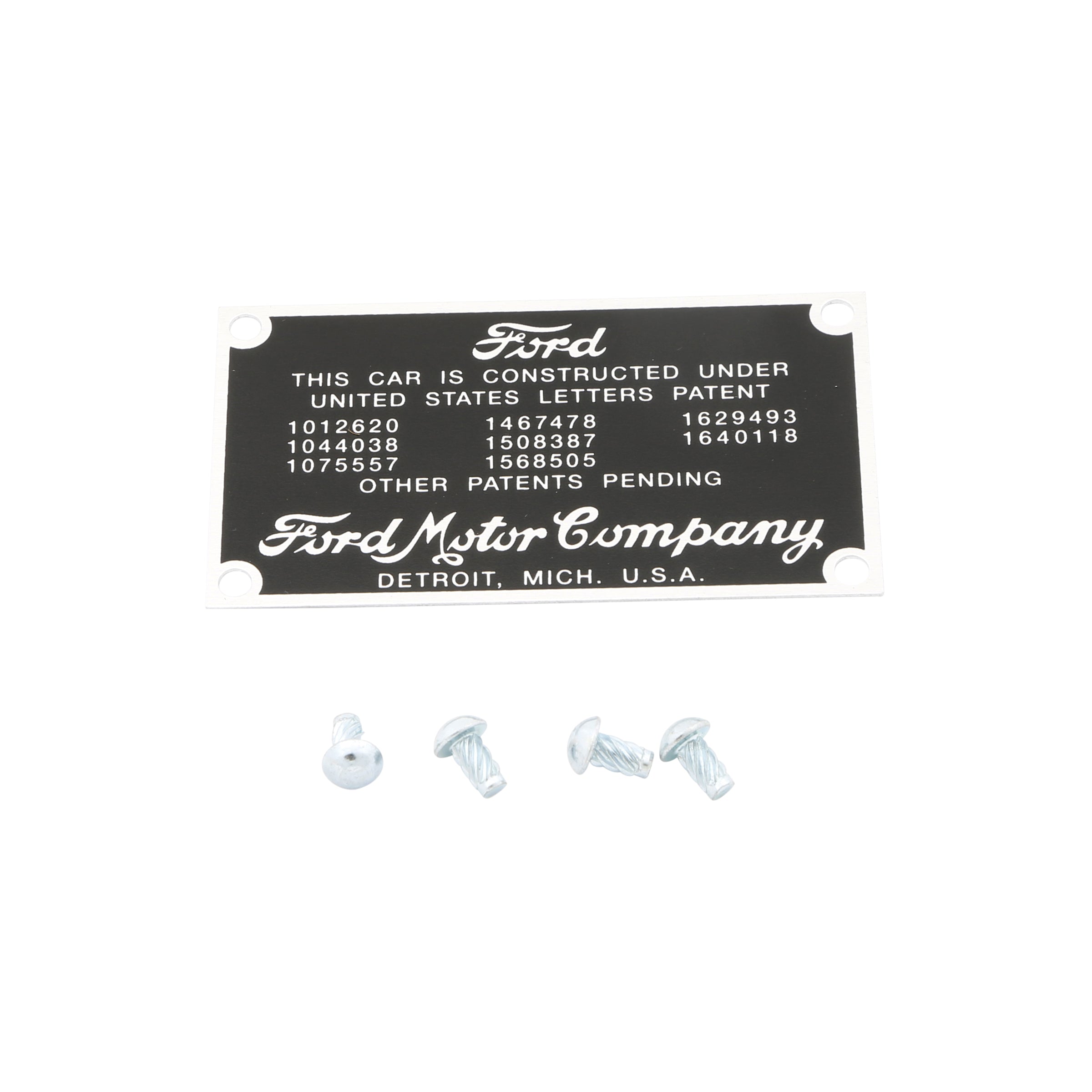 Patent Data Plate • 1928-31 Model A Ford