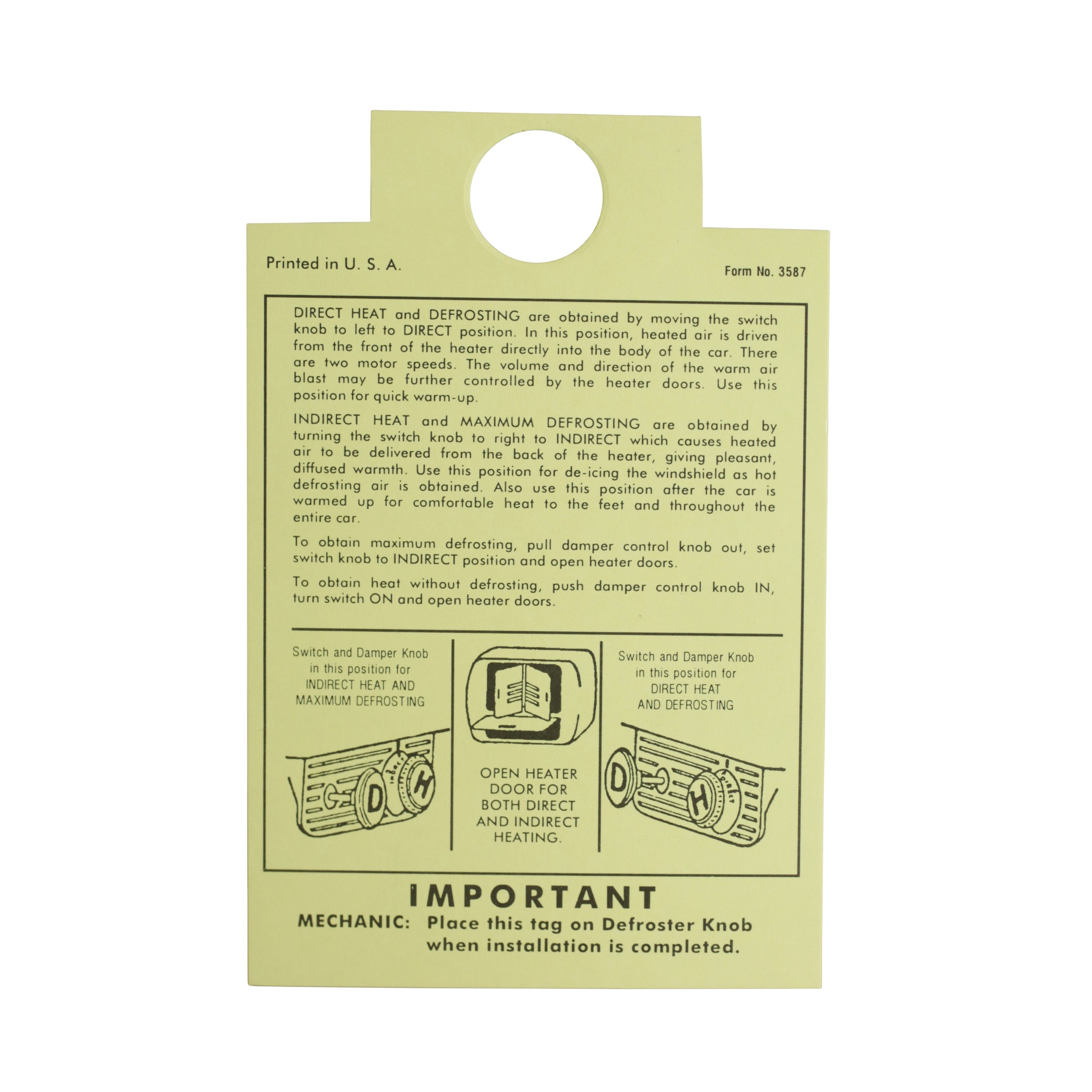 Interior Instruction Tag • 1946-48 Ford