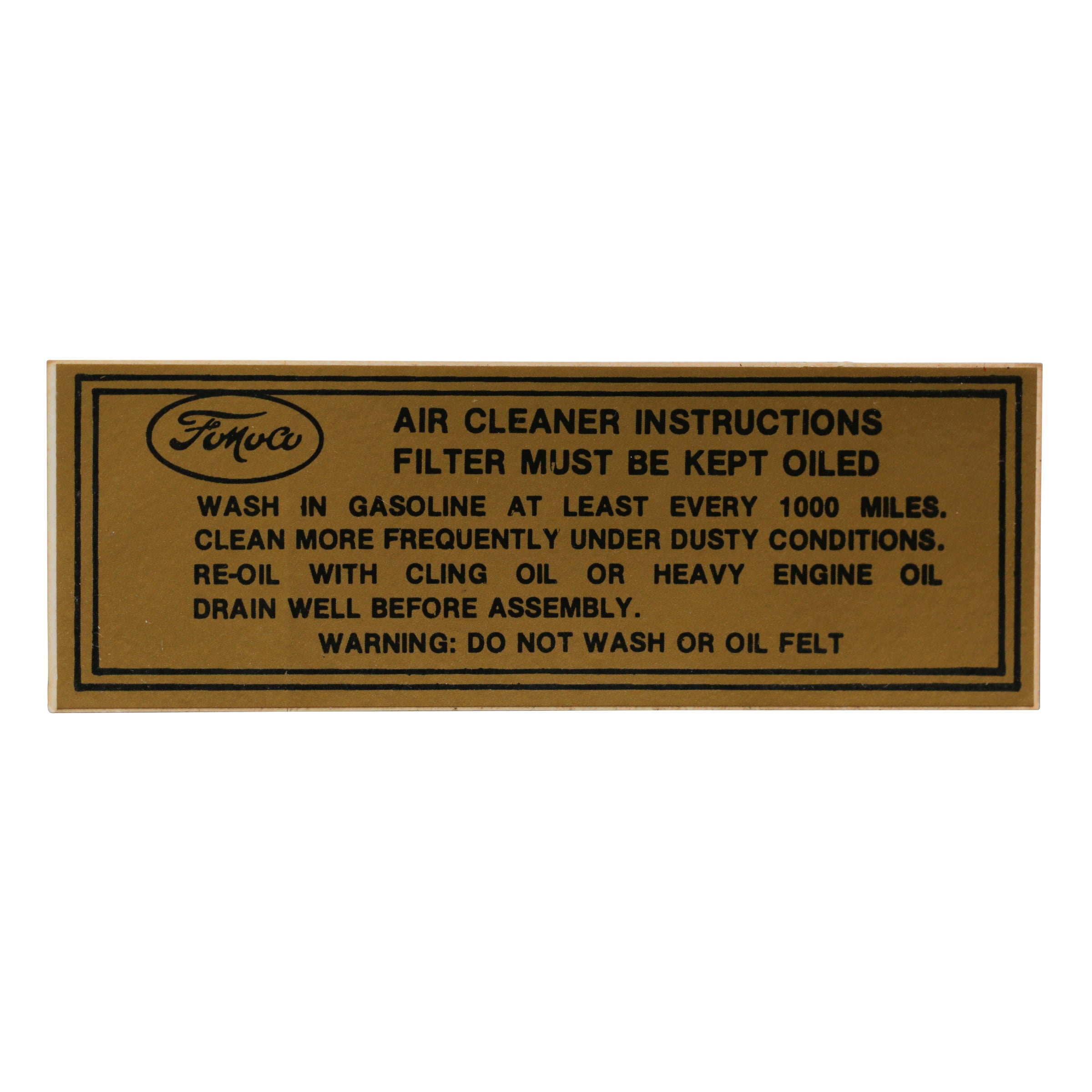 Air Cleaner Decal • 1946-48 Ford